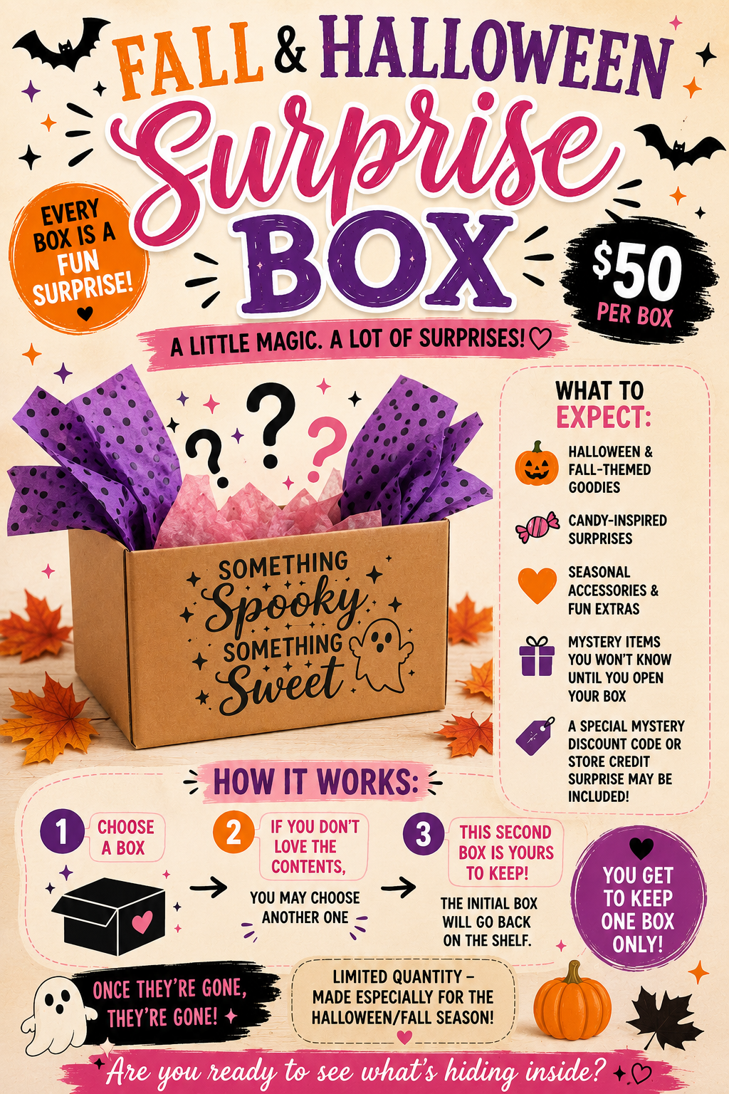 🎃Surprise Halloween/Fall Box🎃👻 1 BOX PER ORDER AS THEY ARE READY TO BE SHIPPED👻